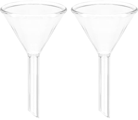 PATIKIL Embudo De Vidrio De 60mm 2 Unidades Tallo Corto Embudo Científico De Vidrio Borosilicato Pared Gruesa Para Llenar Botellas De Agua Uso En Hogar Laboratorio Cocina