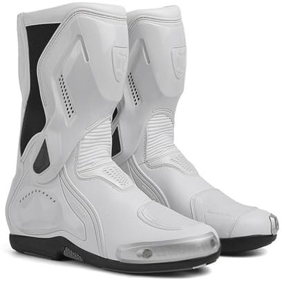 Ors iblah Motorradstiefel für Herren, Motorrad-Rennschutz, Gepanzerte Schuhe, rutschfeste Motorradstiefel für Herren,White-44