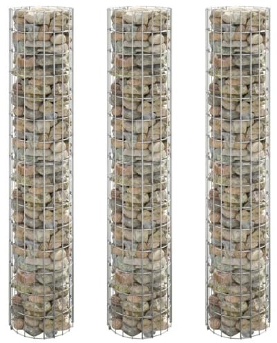LXYZWRW Furniture Select Gabionen-Hochbeete, rund, verzinkter Stahl, 30 x 150 cm, 3 Stück