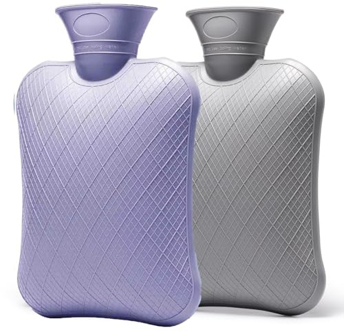 Varmvattenflaska (2 L lila + 2 L grå)