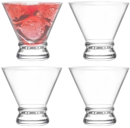 4x Gobelets à Cocktail - Verres à Cocktail Transparents, Verres à Cocktail Margarita | Kit de verres à vin de 200ml, ensemble à boire au Design élégant et serré pour les réunions de famille, boîte de