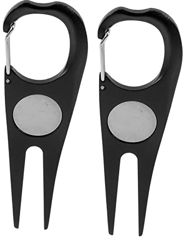 GAROZATION 2stücke Teiliges Pitchgabel Golf Divot Reparatur Werkzeug Mit Ballmarker Professionelles Outdoor Rasenreparatur Tool Für Golfplatz Golfer Zubehör Langlebig Schwarz