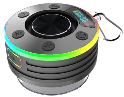 Ailan Bluetooth kompatibel 3 Dusche Lautsprecher mit FM Radio Stereo Subwoofer mit Saugnapf Stereo Subwoofer Sound System ABS, Schwarz