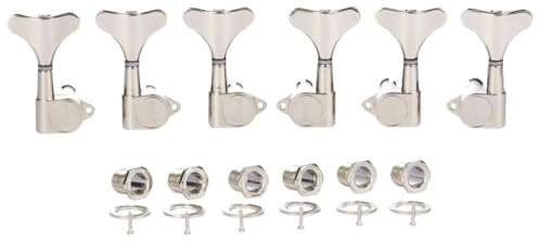 KAISH 6 Saiten 3R3L 18:1 versiegelte Bass-Stimmwirbel für Bassgitarre Stimmmechanik für Ibanez/Yamaha Style Akustik/E-Bass Nickel