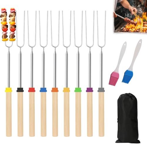 lafo 9 spiedini telescopici, marshmallow, spiedini allungabili, 30,5 – 80,5 cm, spiedini, spiedini per barbecue in acciaio inox