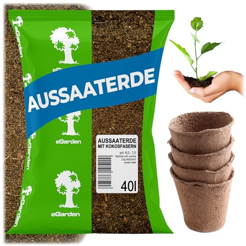 eGarden Anzuchterde, Aussaaterde mit Kokosfaser 40L – Spezialerde für Keimlinge & Stecklinge, ideale Anzuchterde | Perfektes Substrat für Keimlinge, jungpflanzen und gemüse