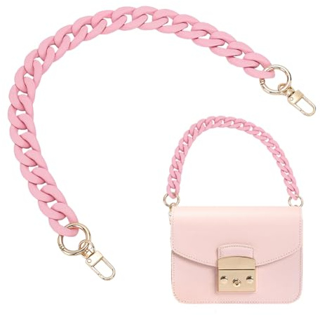 arricraft – Taschengurte Aus Rosa Acryl 17.7 Zoll/45cm Matte Taschenkette Gummierte Kubanische Gliederkette Aus Acryl Taschenketten Mit Goldfarbenen Drehverschlüssen als Ersatzzubehör
