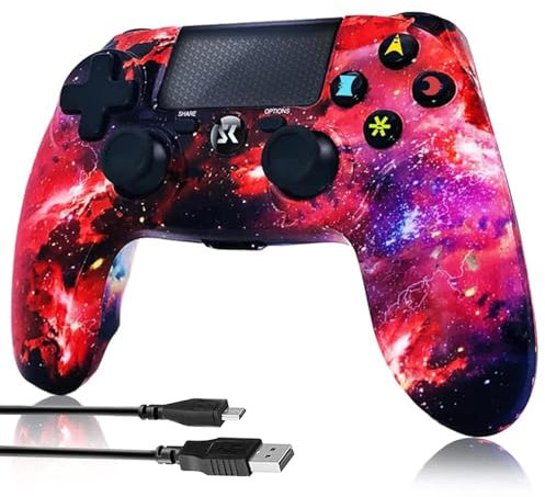 CHENGDAO Wireless Controller für PS4, Game Controller für PS4/Pro/Slim/PC, Gamepad mit Dual Vibration, 6-Achsen Gyro sensor, Rot
