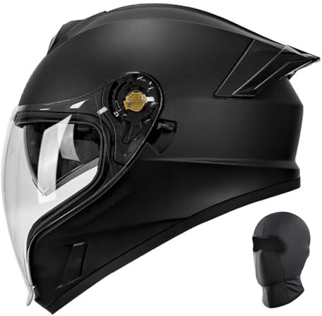 Casque de Moto intégral avec Double visière Casque modulaire Rabattable Casque de Moto modulaire Tout-en-Un Convient aux Hommes et aux Femmes Adultes H,M55-56CM