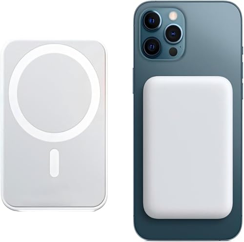Power Bank,5000mAh Magnético Bateria Externa, Inalámbrico PD 22.5W Carga Rapida Inalámbrico Cargador Portátil,Compatible con/Samsung/Huawei/iPhone 16/15/14/13/12 Pro/Pro MAX（Blanco）
