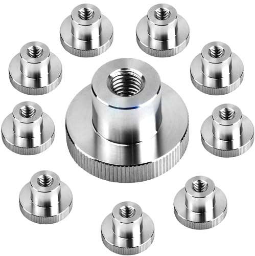 10 Pezzi DIN 466 M6 Dadi Zigrinati Alto,Dado Zigrinato Rotonde in Acciaio Inox,Stringere a Mano Parti di Fissaggio Dadi,Manopole Femminile Filettato con Foro Passante per Macchine Utensili