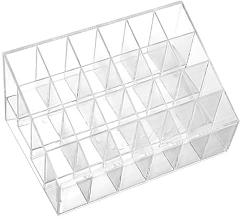Lipstick Display Case - Clear Acrylic Holder, Mesh Style , Compact Lip Gloss Rack, Desktop Makeup Stand, Lip Storage for Washbasin, Bathroom, Dresser, Travel, Home, Beauty | Compact rack, desktop make-up stand, lip bearing for washbasin, bathroom, dresser, travel, home, beauty