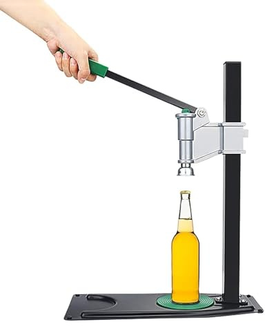 Manual Bottle Capper Tool for Home Brewing, Heavy Duty Strong Metal Easy Action Bench Bottle Capper, Adjustable Height Beer Bottle Capping Machine for 26-29mm Cap, Anti-Slip Rubber Pad,Green