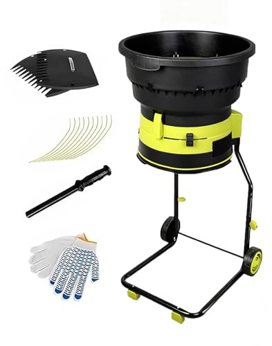 Bladeless Electric Leaf Mulcher Shredder for 17:1 Reduction Ratio for Leaves Grass Garden Clippings - Easy Yard Cleanup Electric Chipper 60mpowercord
