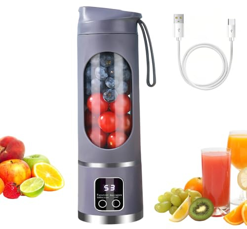 Mixeur Portable 450 Ml,12 Lames Tranchantes et Batterie Lithium 1500 MAh,pour Cuisine,Voyage,Bureau,Sport,Gym,Camping