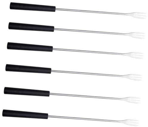 SHINEOFI 6 pièces Fourchettes à Fondue Longues Acier Inoxydable avec Manche PP Lot de Fourchettes à Dessert Fruit et Barbecue Anti Confortables pour Cuisine et Événements
