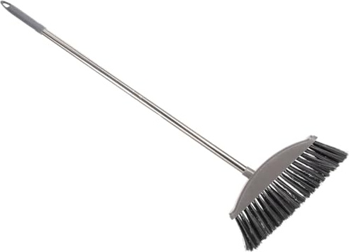 BESPORTBLE Stainless Steel Handle Long Broom Thick Bristles Cleaning Tool for Indoor Outdoor Use in Home Office Garage Driveway Kitchen