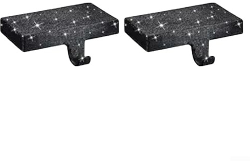 Confezione da 2 grucce natalizie con robusta base in ferro, per tenere saldamente le calze su caminetti, mensole o tavoli per occasioni festive (nero)