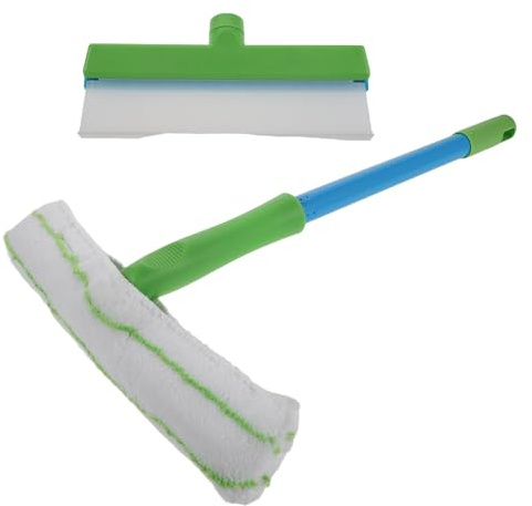 Mikinona 12-Inch Microfiber Mop Cloth Car Cleaning Kit with Reusable Pads, Green and White Ultra-Fine Fiber Car Wash Tool for Auto Detailing and Glass Window Cleaning