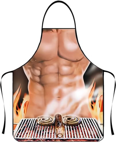 1 PCS Kochschürze herren Sexy Kreative Männer Schürze Küchenschürze Lustige Herren Schürze eines muskulösen Mannes Grillschürze Schürze als Grill Geschenk für Männer