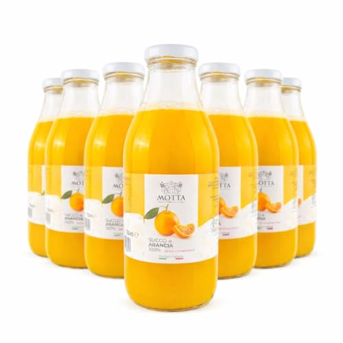 Consorzio Motta - Succo di Arancia 100% Succo Naturale Senza Conservanti, Ricco di Vitamine, Pack 6x 750 ml, Prodotto in Calabria
