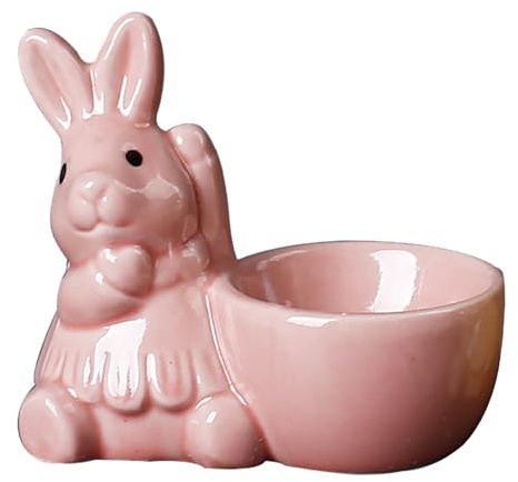 Coquetier Lapin en Céramique, Coquetiers en Porcelaine pour Support à Oeufs Durs ou Mous, Coquetier Lapin de Pâques, Coquetier Amusant pour Décoration de Table de Pâques
