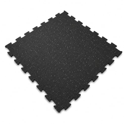 G5 HT SPORT Pavimentazione Antitrauma Antiscivolo puzzle| Pavimento Gommato Palestra 100x100cm [Spessoro 0.8Cm]antitrauma Box Allenamento Palestre e Aree Fitness|Grana Fine (Nero con puntini grigi)