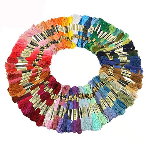 Jzhen Stickgarn Set, 100 Farben Nähgarne Stickerei Stickgarn Set, 8m 6-Fädig Bunt Multicolor für Kreuzstich Basteln, Stickerei Basteln Crafts Set für Bracelets