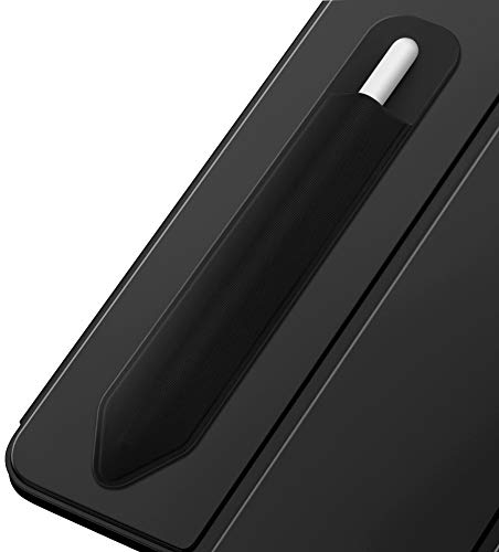 Moko Pencil Holder Sticker Fit Apple Pencil Pro, Apple Pencil (USB-C), Apple Pencil 1st/2nd Generation, Elastic Pencil Pocket Pouch Adhesive Sleeve Attached to iPad Case for Stylus Pens, Black