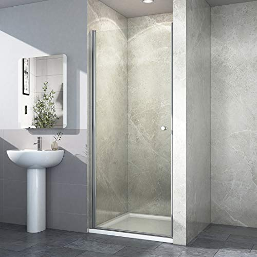 EMKE Duschtür 80 cm Nischentür Nische Pendeltür Duschabtrennung Duschkabine 80 cm, Schwingtür Nische Duschwand Duschtrennwand Nano-Glas Duschtüren 185 cm