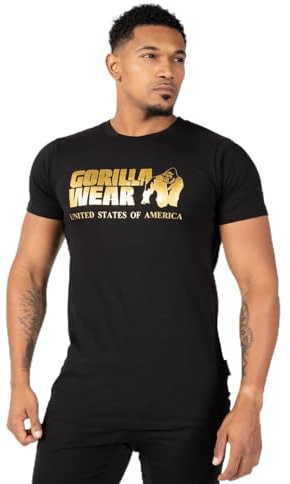 GORILLA WEAR T- Shirt Classique, Noir/Or, 4XL Homme
