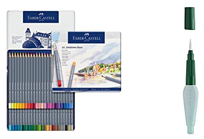 Faber-Castell 114648 Aquarellfarbstift, Goldfaber, 48er Metalletui & 185105 - Art & Graphic Wassertankpinsel, 1 Stück