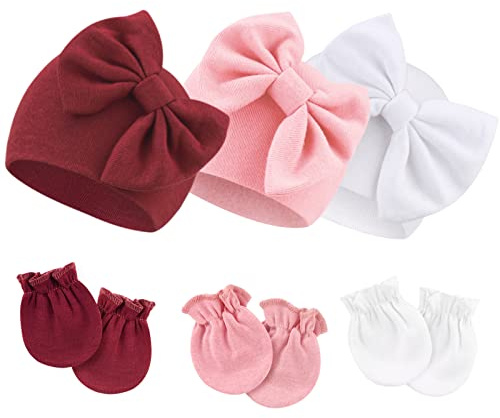 DRESHOW Sombreros y Gorras y Guantes para Bebé Recién Nacido Bebé Beanie Sombrero para Bebés Niñas Niños Gorros 0-6 Meses