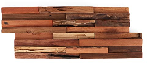 Stone Ten Teak 3D Wall Panels - Wood Planks - Teak Accent Wall Panels - Wall Paneling - Backsplash Shiplap Boards (24, Reclaimed)