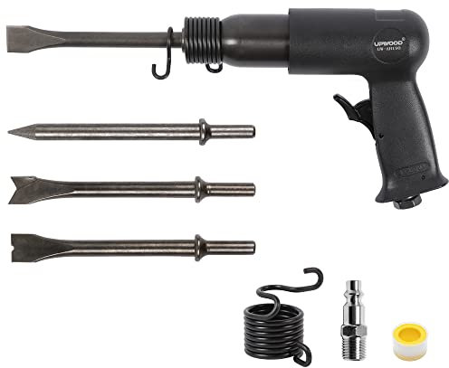 UPWOOD UW-AH190 Medium Barrel Air Hammer Kit with Quick Change Retainer and 4 Chisels, 2-5/8 Inch Stroke, 3500 BPM, Lightweight