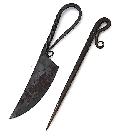 MAQSON Mittelalter Messer mit Esspfriem +Scheide Wikinger Kelten handgeschmiedet 1017EA