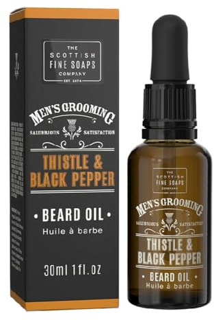 Scottish Fine Soaps - Thistle & Black Pepper Beard Oil - Taming, Soothing and Hydrating - Sensitive Formula - Vegan Friendly - 30ml