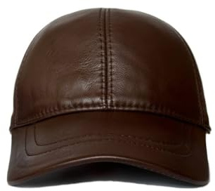 Genuine Real Lambskin Leather Unisex Baseball Cap - 100% Sheepskin Adjustable (Brown)