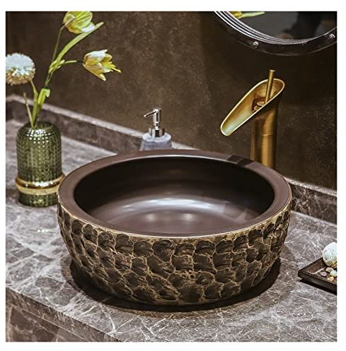TEmkin Lavabo de Salle de Bains Vintage, lavabo de lavabo, Pierre texturée
