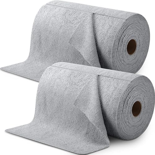 Hushee Mikrofaser-Reinigungstücher, zum Abreißen, 30,5 x 30,5 cm, waschbar, wiederverwendbar, weich, saugfähig, Küchentücher, Reinigungstücher, Grau, 100 Stück