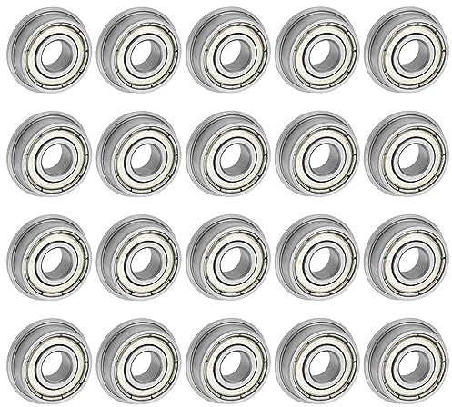 QUARKZMAN 20 Stück F696ZZ Flanschkugellager 6x15x5mm Rillenkugellager Doppel Abgeschirmt Chrom Stahl Flansch Lager für DIY, Werkzeugmaschinen, 3D Drucker