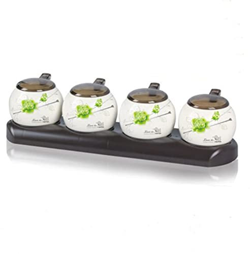 Zuccheriera in ceramica, contenitori per spezie, Zuccheriera con coperchio, barattoli di zucchero for caffè in ceramica, barattolo di spezie for zucchero, barattolo di condimento for saliera-marrone-2