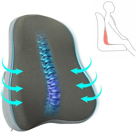 Gohytal Lendenwirbelkissen, Rückenkissen Auto Rücken-Kissen, Lendenkissen für Rücken, Bürostuhl, Rückenkissen geeignet für Zuhause, Büro, Sofa, Auto, Rollstuhl, Memory-Schaum Lordosenstütze Kissen