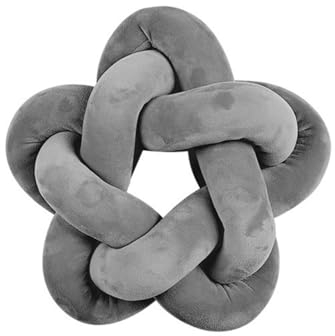 Viusneun Knotenkissen, Sternen Knot Kopfkissen Geknotetes Dekorativ Kissen Skandinavisch Zierkissen Knoten Kissen für Sofa Schlafzimmer Babyzimmer (Grau,32 × 32 cm)