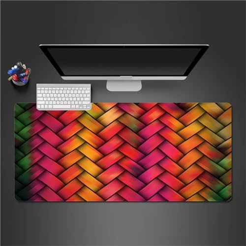 QiHon Gaming Mauspad XXL Rot Orange Großes Mauspad Schreibtischauflage mit Vernähte Kanten Einer speziellen Oberfläche verbessert Geschwindigkeit und Präzision 700x300x3mm