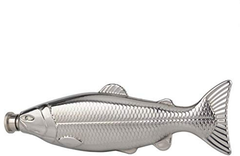 Flasque en forme de poisson truite 118 ml avec entonnoir de poche en acier inoxydable pour l'extérieur, les voyages