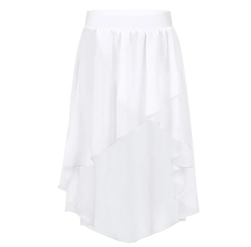 NihaoWXM Mädchen Ballettrock mit hohem Bund und Tüllrock, Ballett-Tutu, Gymnastikrock, Latein, Salsa, Tango, Tanzbekleidung Chiffon Rock Damen(White,12)