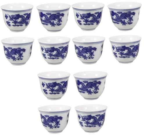 Ciieeo 12 Pz Bicchiere da shot in porcellana bianca e tazza da te tazza da latte in porcellana tazza da tè cinese zuppiera tazza da tè zuppiera da tè porta tè ceramica