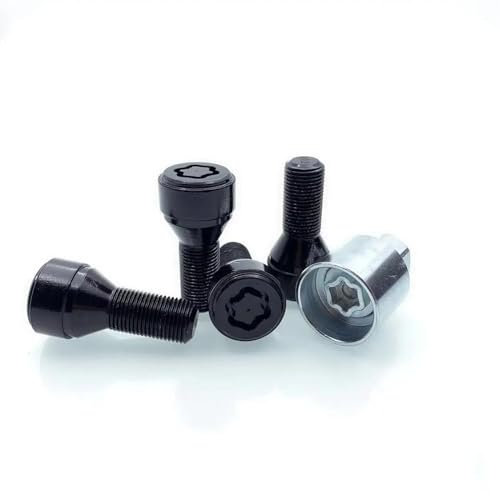 WTIXCRQ Radbolzen Radschraube 4+1 Stück 36136792851 Radabdeckung Nabenmutter Bolzenabdeckungen M14x1,25 Radsicherungsschraube Reifenschrauben Mutter