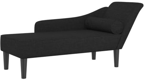 Chaise longue avec coussins noir tissu